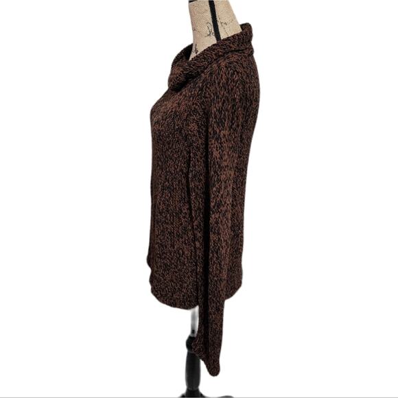 Eileen Fisher Organic Cotton Brown and Black Cowl Neck Sweater Size Medium - Picture 3 of 6